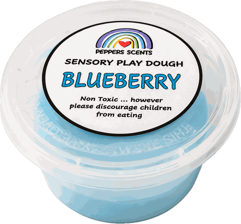 Blueberry sensory play dough tub.